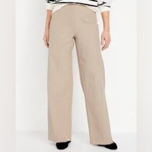 Old Navy Petite Pixie High Rise Wide Leg Cream Pants 32x28 Pull On